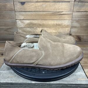 UGG Mens Size 9 Kenton Sand Biege Suede Sheepskin Slip On Comfort Slippers Shoes